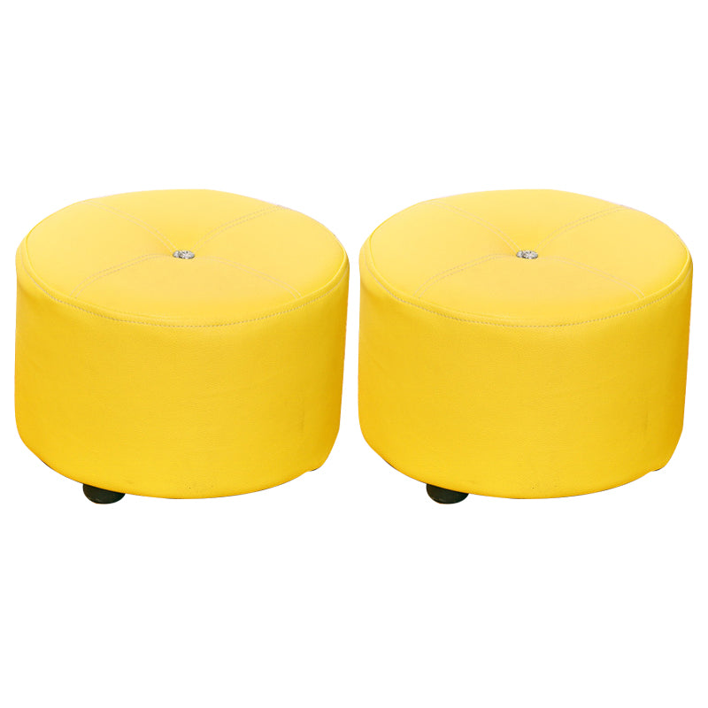 Pure Color Stain Resistant Standard Round Modern Yellow for Living Room 12"L x 12"W x 9"H Yellow 2 Piece Set Clearhalo 'furn' 'furn_ottomans_poufs' 'Furniture' 'Living Room Furniture' 'Ottomans & Poufs' 'ottomans_poufs' 5635847