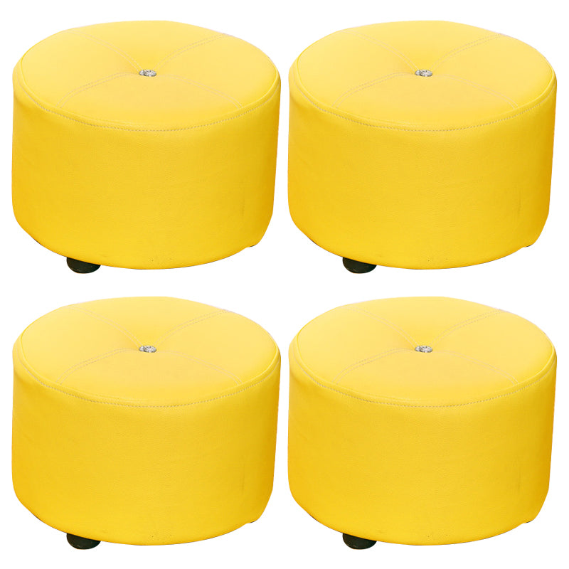 Pure Color Stain Resistant Standard Round Modern Yellow for Living Room 12"L x 12"W x 9"H Yellow 4 Piece Set Clearhalo 'furn' 'furn_ottomans_poufs' 'Furniture' 'Living Room Furniture' 'Ottomans & Poufs' 'ottomans_poufs' 5635848