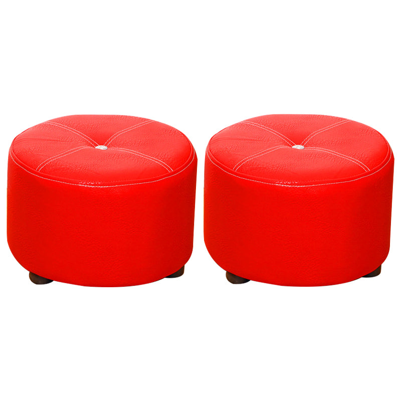 Pure Color Stain Resistant Standard Round Modern Yellow for Living Room 12"L x 12"W x 9"H Red 2 Piece Set Clearhalo 'furn' 'furn_ottomans_poufs' 'Furniture' 'Living Room Furniture' 'Ottomans & Poufs' 'ottomans_poufs' 5635854