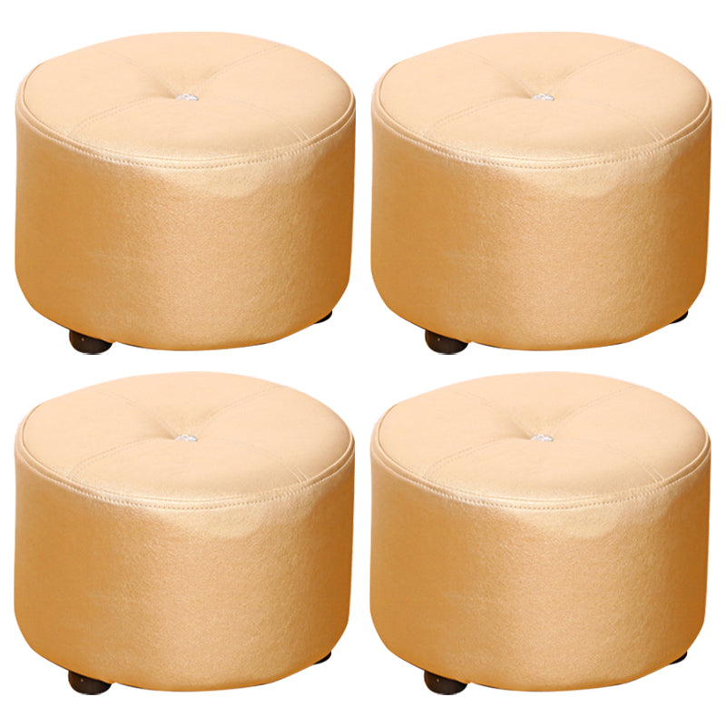 Pure Color Stain Resistant Standard Round Modern Yellow for Living Room 12"L x 12"W x 9"H Light Gold 4 Piece Set Clearhalo 'furn' 'furn_ottomans_poufs' 'Furniture' 'Living Room Furniture' 'Ottomans & Poufs' 'ottomans_poufs' 5635864