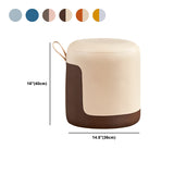 Modern Cylinder Shape Pouf Chair Contrast Color PU Leather Water Resistant Boucle Pouf