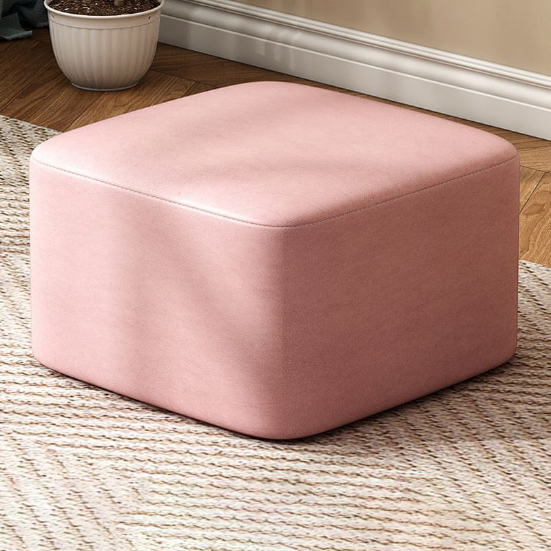 Otomano de cuero amarillo redondo resistente moderno resistente a las manchas para sala de estar