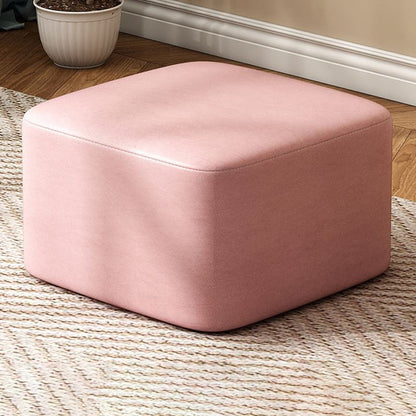 Otomano de cuero amarillo redondo resistente moderno resistente a las manchas para sala de estar