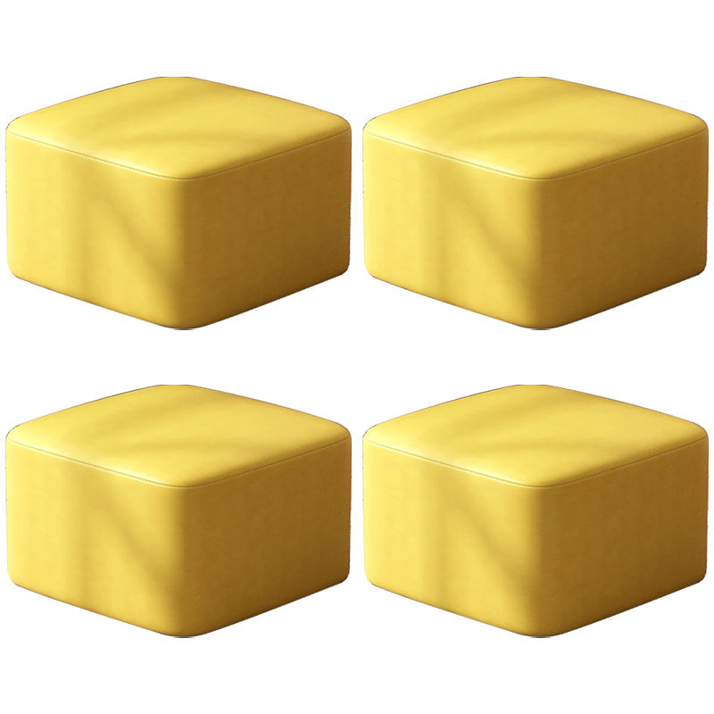 Ottomane in pelle gialla rotonda resistente alle macchie moderne per soggiorno