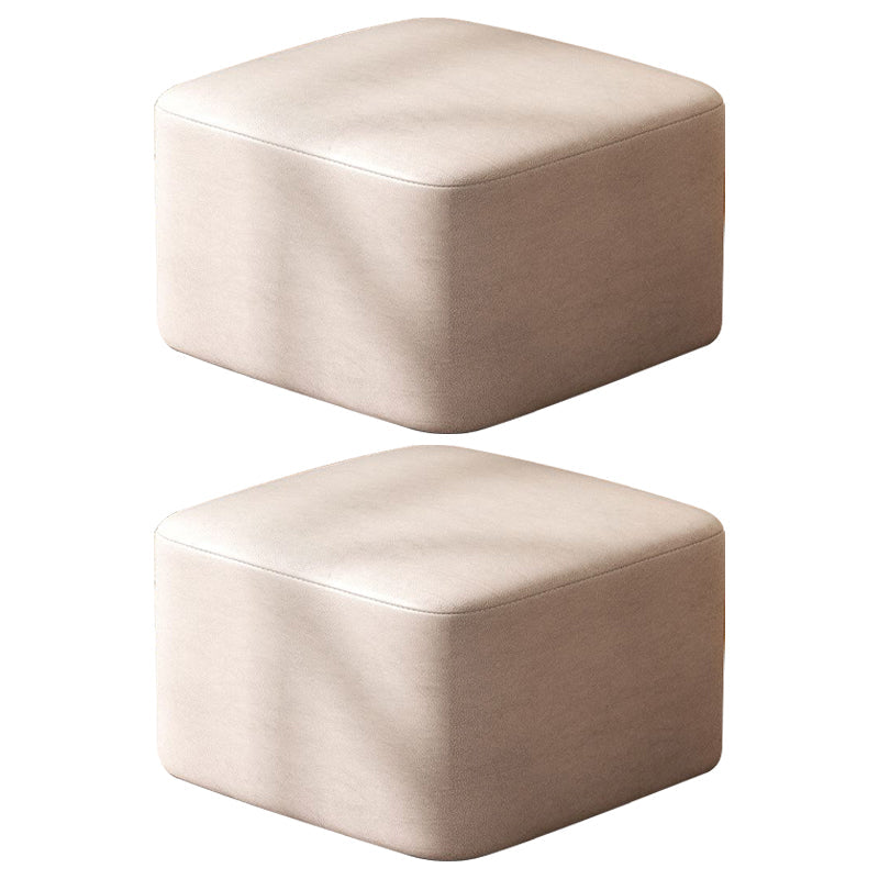 Otomano de cuero amarillo redondo resistente moderno resistente a las manchas para sala de estar