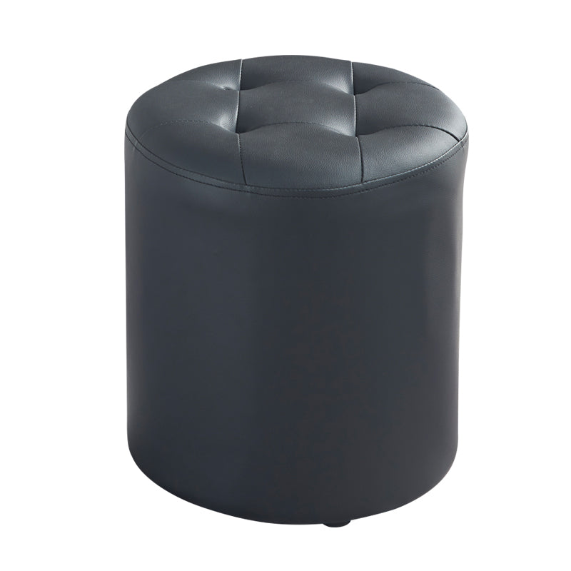 Modern Ottoman Water Resistant Tufted Leather Round Foot Stool Ottoman Clearhalo 'furn' 'furn_ottomans_poufs' 'Furniture' 'Living Room Furniture' 'Ottomans & Poufs' 'ottomans_poufs' 5635994