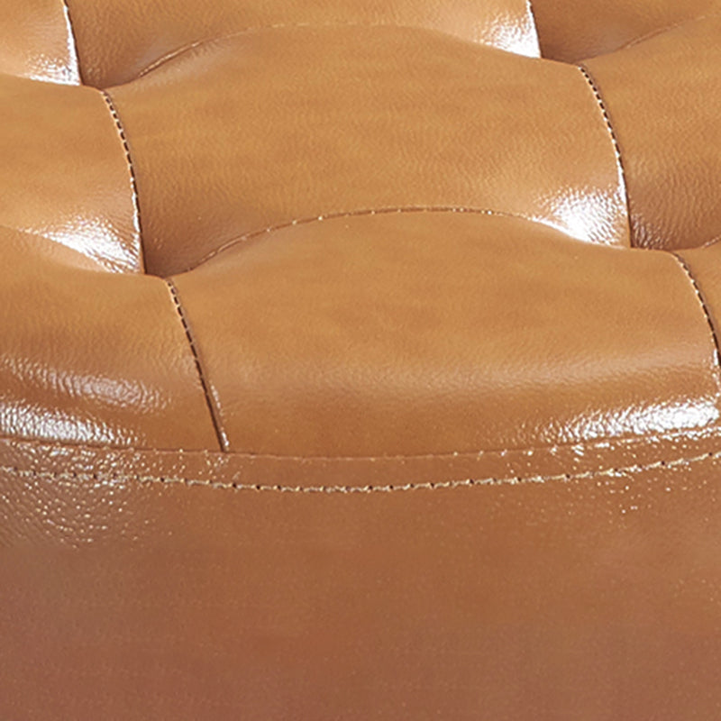 Modern Ottoman Water Resistant Tufted Leather Round Foot Stool Ottoman Clearhalo 'furn' 'furn_ottomans_poufs' 'Furniture' 'Living Room Furniture' 'Ottomans & Poufs' 'ottomans_poufs' 5636000