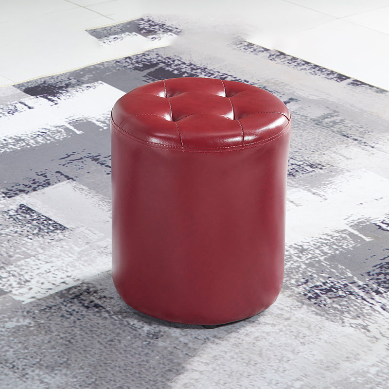 Modern Ottoman Water Resistant Tufted Leather Round Foot Stool Ottoman Clearhalo 'furn' 'furn_ottomans_poufs' 'Furniture' 'Living Room Furniture' 'Ottomans & Poufs' 'ottomans_poufs' 5636004