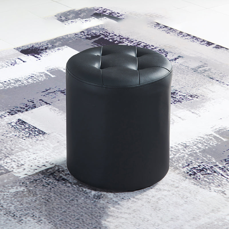 Modern Ottoman Water Resistant Tufted Leather Round Foot Stool Ottoman Clearhalo 'furn' 'furn_ottomans_poufs' 'Furniture' 'Living Room Furniture' 'Ottomans & Poufs' 'ottomans_poufs' 5636006