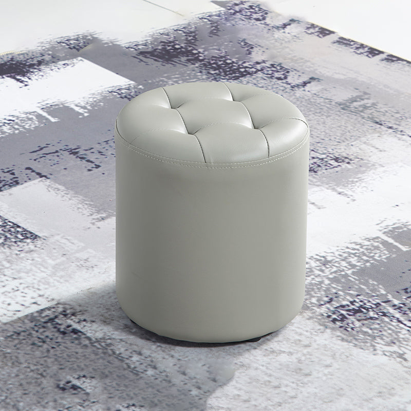Modern Ottoman Water Resistant Tufted Leather Round Foot Stool Ottoman Clearhalo 'furn' 'furn_ottomans_poufs' 'Furniture' 'Living Room Furniture' 'Ottomans & Poufs' 'ottomans_poufs' 5636011