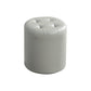 Modern Ottoman Water Resistant Tufted Leather Round Foot Stool Ottoman Grey 1 Piece Clearhalo 'furn' 'furn_ottomans_poufs' 'Furniture' 'Living Room Furniture' 'Ottomans & Poufs' 'ottomans_poufs' 5636021