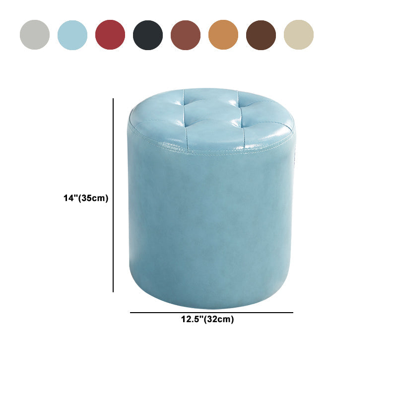 Modern Ottoman Water Resistant Tufted Leather Round Foot Stool Ottoman Clearhalo 'furn' 'furn_ottomans_poufs' 'Furniture' 'Living Room Furniture' 'Ottomans & Poufs' 'ottomans_poufs' 5636024