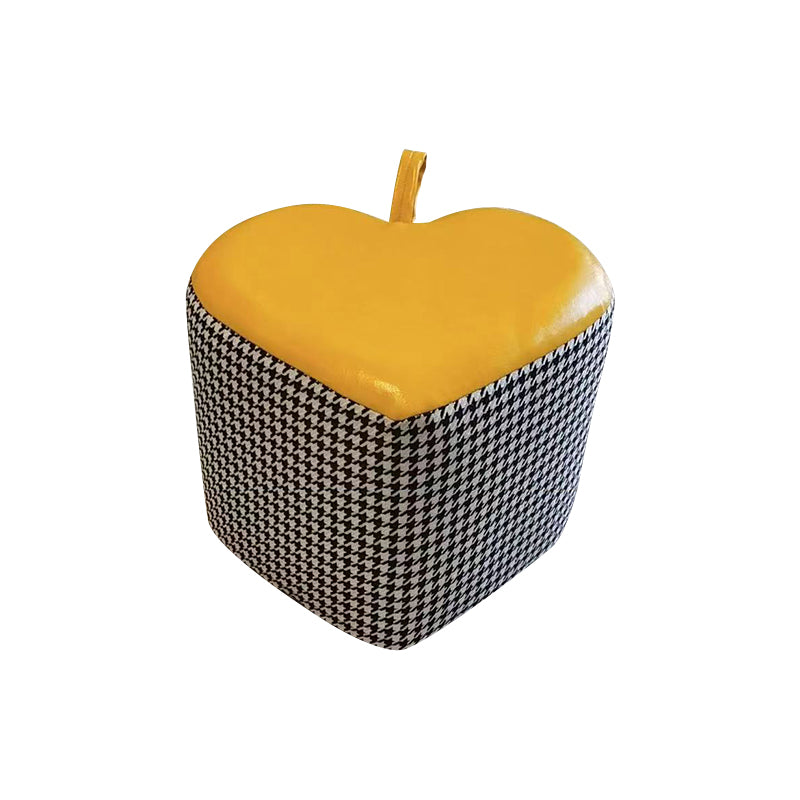 Ottoman Faux Leather Modern Specialty Water Resistant Houndstooth Pattern Ottoman 12"L x 12"W x 11"H Yellow 1 Piece Clearhalo 'furn' 'furn_ottomans_poufs' 'Furniture' 'Living Room Furniture' 'Ottomans & Poufs' 'ottomans_poufs' 5636027