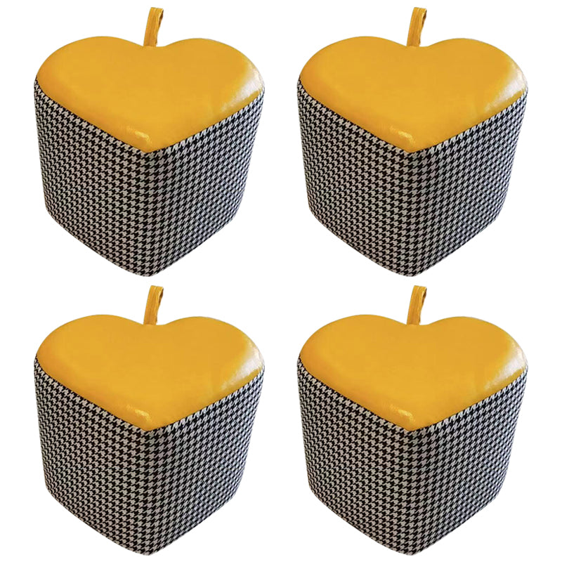 Ottoman Faux Leather Modern Specialty Water Resistant Houndstooth Pattern Ottoman 12"L x 12"W x 11"H Yellow 4 Piece Set Clearhalo 'furn' 'furn_ottomans_poufs' 'Furniture' 'Living Room Furniture' 'Ottomans & Poufs' 'ottomans_poufs' 5636031