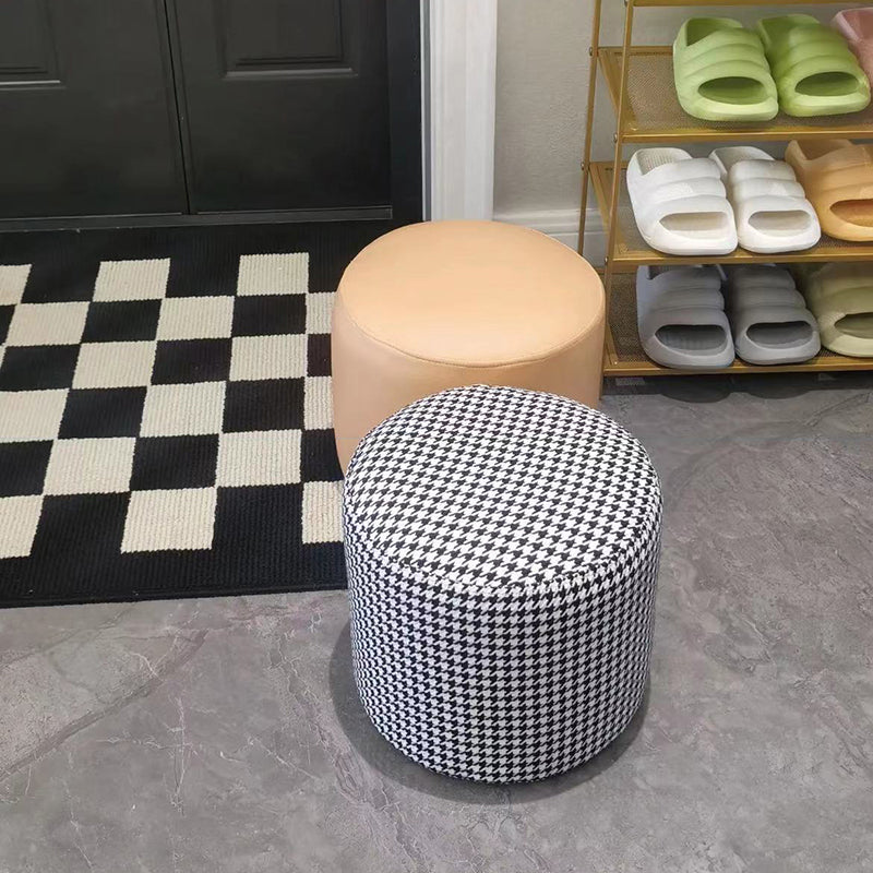 Ottoman Faux Leather Modern Specialty Water Resistant Houndstooth Pattern Ottoman Clearhalo 'furn' 'furn_ottomans_poufs' 'Furniture' 'Living Room Furniture' 'Ottomans & Poufs' 'ottomans_poufs' 5636033
