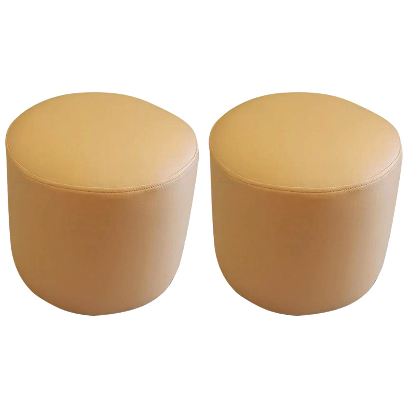 Ottoman Faux Leather Modern Specialty Water Resistant Houndstooth Pattern Ottoman 12"L x 12"W x 12"H Yellow 2 Piece Set Clearhalo 'furn' 'furn_ottomans_poufs' 'Furniture' 'Living Room Furniture' 'Ottomans & Poufs' 'ottomans_poufs' 5636034