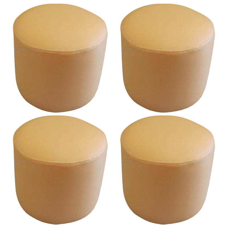 Ottoman Faux Leather Modern Specialty Water Resistant Houndstooth Pattern Ottoman 12"L x 12"W x 12"H Yellow 4 Piece Set Clearhalo 'furn' 'furn_ottomans_poufs' 'Furniture' 'Living Room Furniture' 'Ottomans & Poufs' 'ottomans_poufs' 5636037