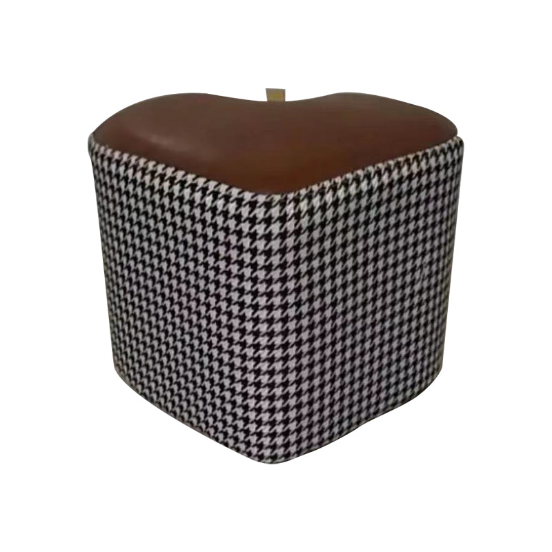 Ottoman Faux Leather Modern Specialty Water Resistant Houndstooth Pattern Ottoman 12"L x 12"W x 11"H Brown 1 Piece Clearhalo 'furn' 'furn_ottomans_poufs' 'Furniture' 'Living Room Furniture' 'Ottomans & Poufs' 'ottomans_poufs' 5636039