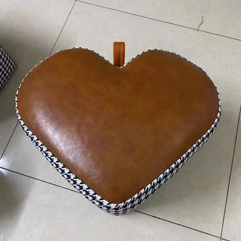 Ottoman Faux Leather Modern Specialty Water Resistant Houndstooth Pattern Ottoman Clearhalo 'furn' 'furn_ottomans_poufs' 'Furniture' 'Living Room Furniture' 'Ottomans & Poufs' 'ottomans_poufs' 5636042