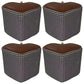 Ottoman Faux Leather Modern Specialty Water Resistant Houndstooth Pattern Ottoman 12"L x 12"W x 11"H Brown 4 Piece Set Clearhalo 'furn' 'furn_ottomans_poufs' 'Furniture' 'Living Room Furniture' 'Ottomans & Poufs' 'ottomans_poufs' 5636043