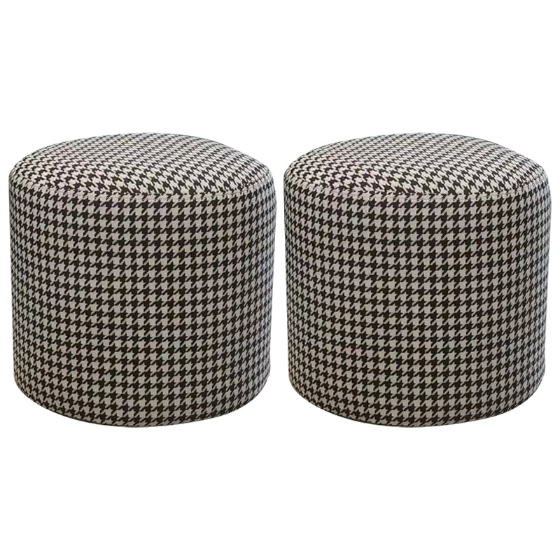 Ottoman Faux Leather Modern Specialty Water Resistant Houndstooth Pattern Ottoman 12"L x 12"W x 12"H Brown 2 Piece Set Clearhalo 'furn' 'furn_ottomans_poufs' 'Furniture' 'Living Room Furniture' 'Ottomans & Poufs' 'ottomans_poufs' 5636047