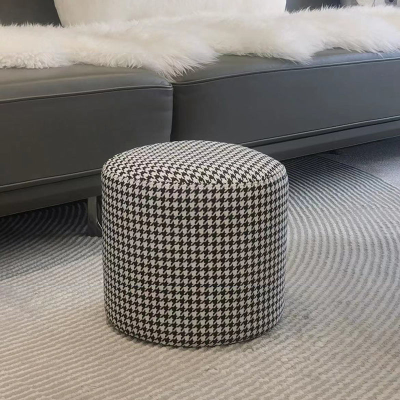 Ottoman Faux Leather Modern Specialty Water Resistant Houndstooth Pattern Ottoman Clearhalo 'furn' 'furn_ottomans_poufs' 'Furniture' 'Living Room Furniture' 'Ottomans & Poufs' 'ottomans_poufs' 5636048