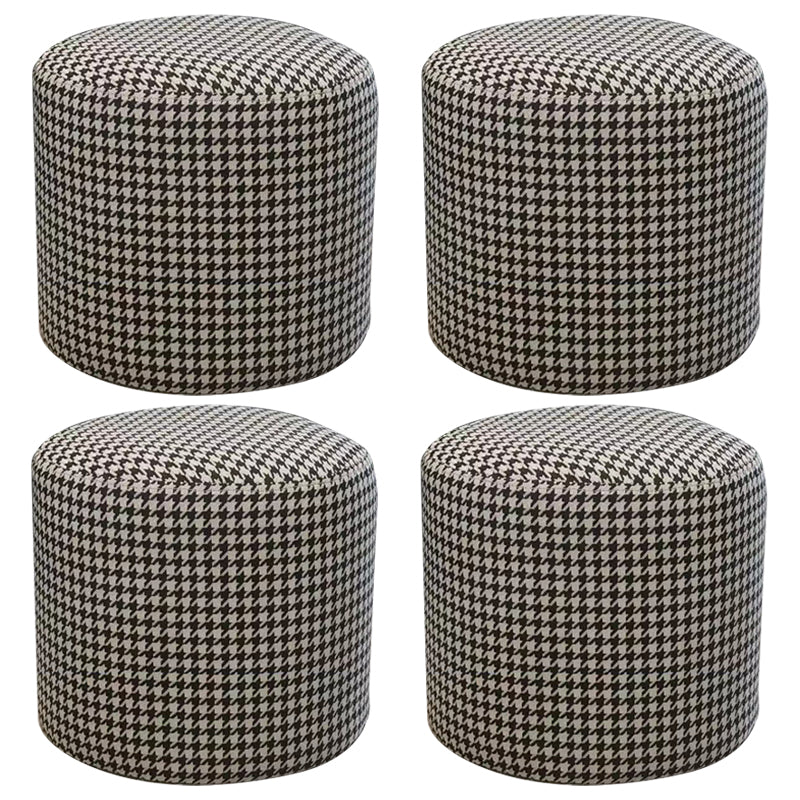Ottoman Faux Leather Modern Specialty Water Resistant Houndstooth Pattern Ottoman 12"L x 12"W x 12"H Brown 4 Piece Set Clearhalo 'furn' 'furn_ottomans_poufs' 'Furniture' 'Living Room Furniture' 'Ottomans & Poufs' 'ottomans_poufs' 5636049