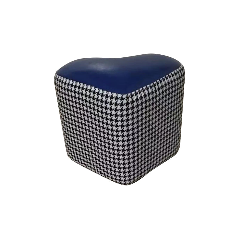 Ottoman Faux Leather Modern Specialty Water Resistant Houndstooth Pattern Ottoman 12"L x 12"W x 11"H Blue 1 Piece Clearhalo 'furn' 'furn_ottomans_poufs' 'Furniture' 'Living Room Furniture' 'Ottomans & Poufs' 'ottomans_poufs' 5636051