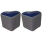 Ottoman Faux Leather Modern Specialty Water Resistant Houndstooth Pattern Ottoman 12"L x 12"W x 11"H Blue 2 Piece Set Clearhalo 'furn' 'furn_ottomans_poufs' 'Furniture' 'Living Room Furniture' 'Ottomans & Poufs' 'ottomans_poufs' 5636052