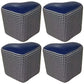 Ottoman Faux Leather Modern Specialty Water Resistant Houndstooth Pattern Ottoman 12"L x 12"W x 11"H Blue 4 Piece Set Clearhalo 'furn' 'furn_ottomans_poufs' 'Furniture' 'Living Room Furniture' 'Ottomans & Poufs' 'ottomans_poufs' 5636055
