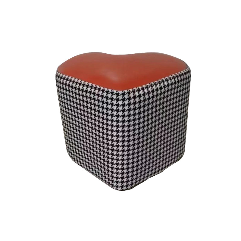 Ottoman Faux Leather Modern Specialty Water Resistant Houndstooth Pattern Ottoman 12"L x 12"W x 11"H Orange Red 1 Piece Clearhalo 'furn' 'furn_ottomans_poufs' 'Furniture' 'Living Room Furniture' 'Ottomans & Poufs' 'ottomans_poufs' 5636059