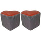 Ottoman Faux Leather Modern Specialty Water Resistant Houndstooth Pattern Ottoman 12"L x 12"W x 11"H Orange Red 2 Piece Set Clearhalo 'furn' 'furn_ottomans_poufs' 'Furniture' 'Living Room Furniture' 'Ottomans & Poufs' 'ottomans_poufs' 5636060