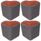 Ottoman Faux Leather Modern Specialty Water Resistant Houndstooth Pattern Ottoman 12"L x 12"W x 11"H Orange Red 4 Piece Set Clearhalo 'furn' 'furn_ottomans_poufs' 'Furniture' 'Living Room Furniture' 'Ottomans & Poufs' 'ottomans_poufs' 5636061