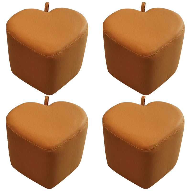 Ottoman Faux Leather Modern Specialty Water Resistant Houndstooth Pattern Ottoman 12"L x 12"W x 11"H Orange 4 Piece Set Clearhalo 'furn' 'furn_ottomans_poufs' 'Furniture' 'Living Room Furniture' 'Ottomans & Poufs' 'ottomans_poufs' 5636064