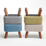 Solid Color Tear Resistant Ottoman Modern Blue Standard for Home Drawing Room