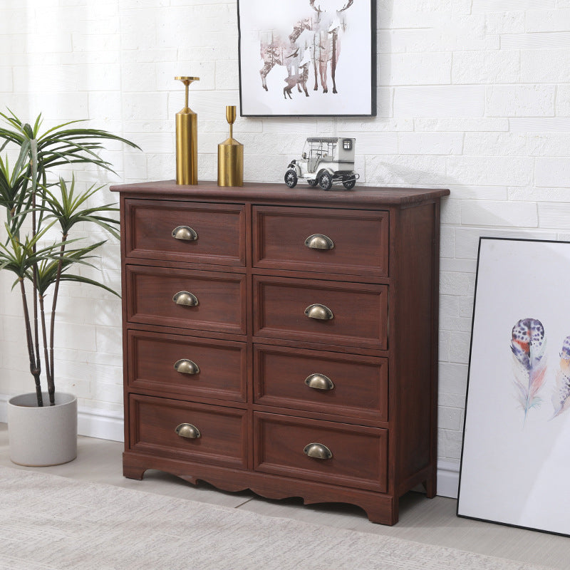 11.8" D Traditional Solid Wood Storage Chest Vertical Storage Chest Dresser with Drawers 33"L x 12"W x 31.5"H Red Brown Clearhalo 'Bedroom Furniture' 'Dressers & Chests' 'dressers_chests' 'furn' 'furn_dressers_chests' 'Furniture' 5636142