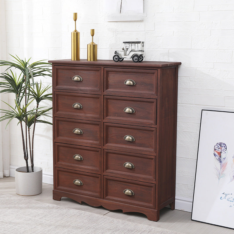 11.8" D Traditional Solid Wood Storage Chest Vertical Storage Chest Dresser with Drawers 33"L x 12"W x 39"H Red Brown Clearhalo 'Bedroom Furniture' 'Dressers & Chests' 'dressers_chests' 'furn' 'furn_dressers_chests' 'Furniture' 5636145