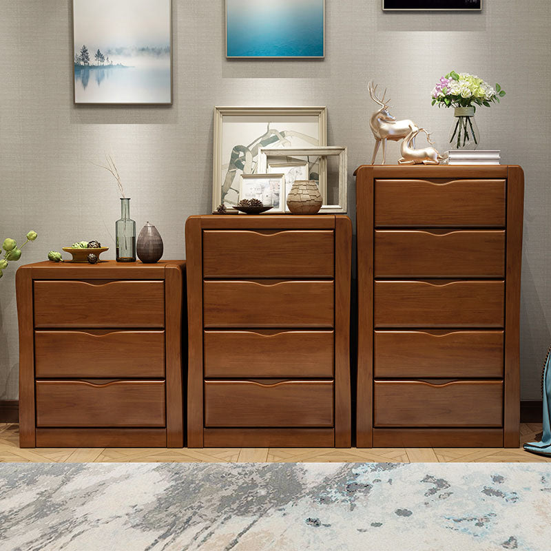 Chéchante de linge de bois vertical en bois de caoutchouc coffre de rangement de style traditionnel avec tiroirs 3/4/5