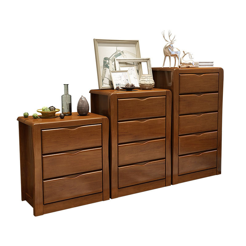 Chéchante de linge de bois vertical en bois de caoutchouc coffre de rangement de style traditionnel avec tiroirs 3/4/5