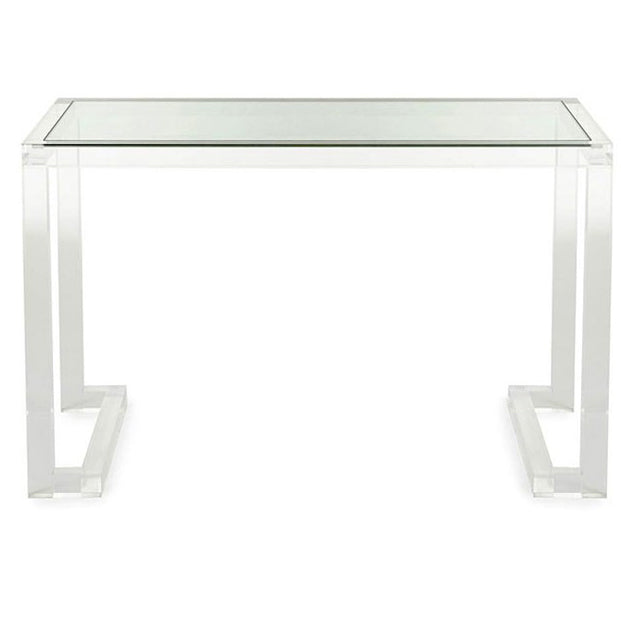 Modern Rectangular Bedroom Desk Glass Top Office Desk Home Writing Desk 63"L x 24"W x 30"H Clearhalo 'furn' 'furn_office_desk' 'Furniture' 'Office Desks' 'Office Furniture' 'office_desk' 5636211