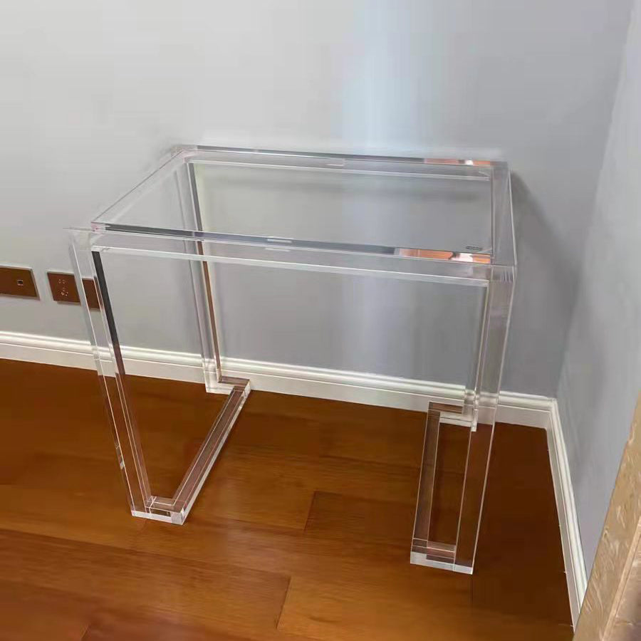 Modern Rectangular Bedroom Desk Glass Top Office Desk Home Writing Desk Clearhalo 'furn' 'furn_office_desk' 'Furniture' 'Office Desks' 'Office Furniture' 'office_desk' 5636214