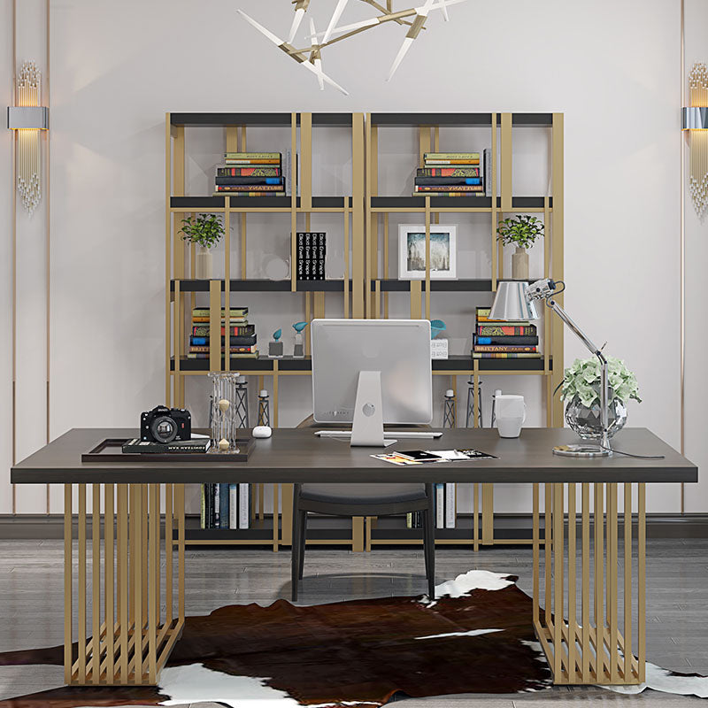 Scrivania per ufficio in legno in stile glam con gambe in metallo