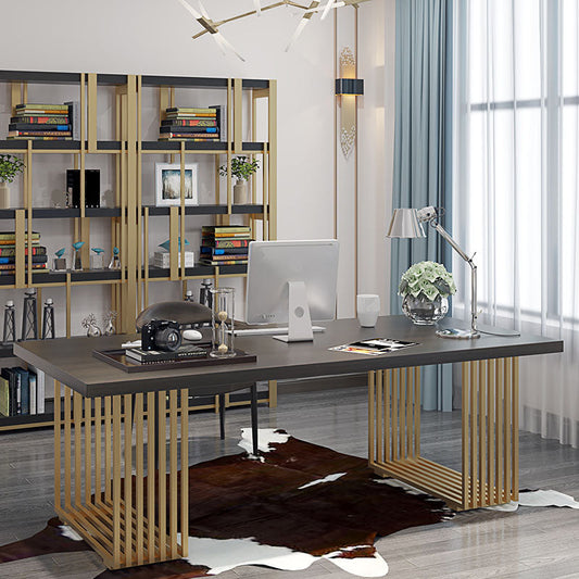 Scrivania per ufficio in legno in stile glam con gambe in metallo