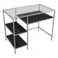 Glass Rectangular Writing Desk Contemporary Style Office Desk with Storage Shelves 39"L x 24"W x 31"H Black Clear Clearhalo 'furn' 'furn_office_desk' 'Furniture' 'Office Desks' 'Office Furniture' 'office_desk' 5636262
