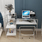 Glass Rectangular Writing Desk Contemporary Style Office Desk with Storage Shelves Clearhalo 'furn' 'furn_office_desk' 'Furniture' 'Office Desks' 'Office Furniture' 'office_desk' 5636264