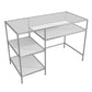 Glass Rectangular Writing Desk Contemporary Style Office Desk with Storage Shelves 47"L x 24"W x 31"H White-Clear Clearhalo 'furn' 'furn_office_desk' 'Furniture' 'Office Desks' 'Office Furniture' 'office_desk' 5636267