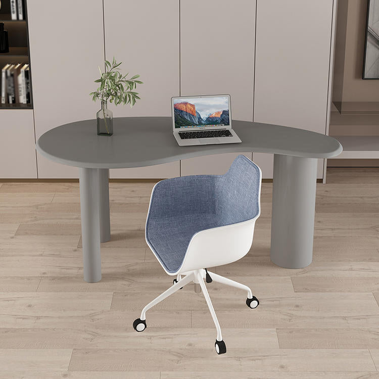 Contemporary Style Writing Desk Curved Bedroom and Office Desk Grey Right Hand Return Clearhalo 'furn' 'furn_office_desk' 'Furniture' 'Office Desks' 'Office Furniture' 'office_desk' 5636304