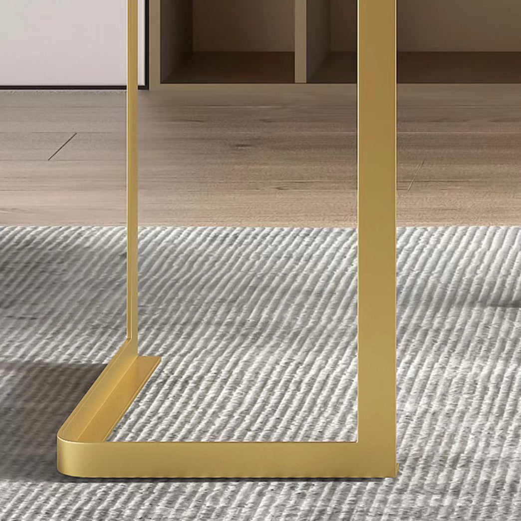 Glamstil 2-Schüchter-Büroschreibtisch Sintered Stone Top Desk mit Edelstahlbeinen