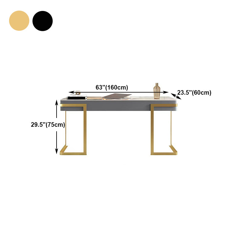 Glamstil 2-Schüchter-Büroschreibtisch Sintered Stone Top Desk mit Edelstahlbeinen