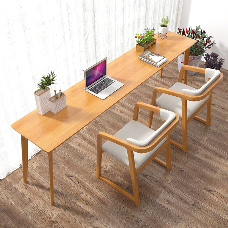Modern Style Office Desk Curved Solid Wood Parsons Desk for Home 94"L x 20"W x 30"H Clearhalo 'furn' 'furn_office_desk' 'Furniture' 'Office Desks' 'Office Furniture' 'office_desk' 5636401
